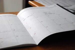calendario escrito para la organización de la mudanza